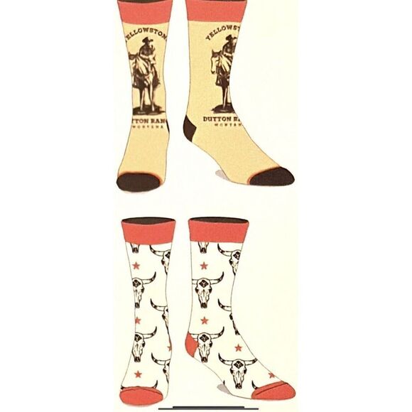 Yellowstone TV Show Series 6 Pair CREW SOCK Men Size 8-12 Bioworld - Picture 3 of 5